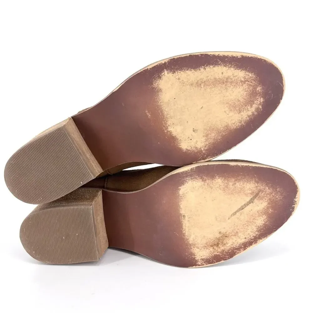 BP. Suede Notched Booties Cognac Brown 8 - Picture 5 of 9